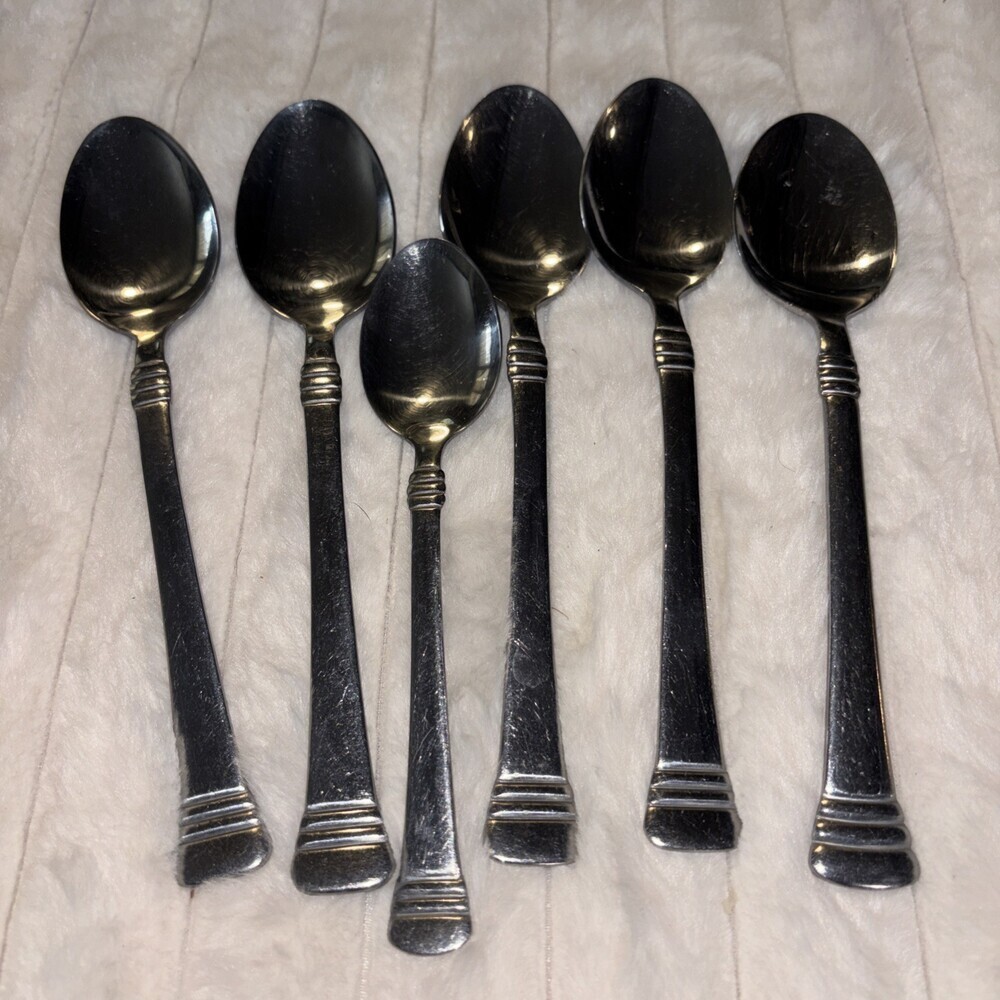 Lot of 6 Cambridge Stainless CODIE Glossy Spoons - 5 Place Soup & 1 Teaspoon
